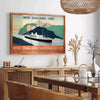 Affiche voyage vintage teintes vibrantes orange bleu passionnés rétro cadeau unique sublime espace style œuvre art intemporelle disponibles A4 cm A0
