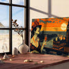 Charme voyage vintage affiche colorée nuances vert orange cadeau unique amateurs rétro découvertes cadre décoration