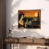 Charme voyage vintage affiche colorée nuances vert orange cadeau unique amateurs rétro découvertes cadre décoration