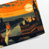 Charme voyage vintage affiche colorée nuances vert orange cadeau unique amateurs rétro découvertes cadre décoration