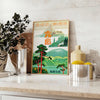 nostalgia Japan Vintage Travel poster serene shades green blue wall art unique gift room décor sizes A4 cm A0