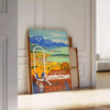 charm Queenstown vintage rail poster lush greens serene blues wall art essence timeless travel unique gift standout piece artwork space sizes A4 cm A0