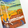 charm Queenstown vintage rail poster lush greens serene blues wall art essence timeless travel unique gift standout piece artwork space sizes A4 cm A0
