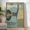 charm Fort Marion vintage travel poster serene green subtle gray tones wall art thoughtful gift artwork timeless elegance space sizes A4 cm A0