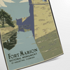 charm Fort Marion vintage travel poster serene green subtle gray tones wall art thoughtful gift artwork timeless elegance space sizes A4 cm A0