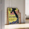 Affiche voyage vintage thème falaises marines teintes élégantes noir vert évasion aventure cadeau idéal intérieur