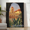 Affiche vintage charme Palerme Italie teintes vert gris cadeau esprit voyage rétro disponibles cm A0