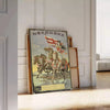 space striking vintage Japanese warrior poster bold black green hues captivating wall art perfect gift enthusiasts unique addition decor unframed version style
