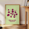 space Wake Up Purpose yoga poster green purple hues motivational print thoughtful gift wall art tranquility intention dimensions A4 cm A0