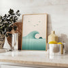space Wave Ocean Calm Blue poster serene hues white gray captivating wall art tranquility room ideal gift artwork home office print