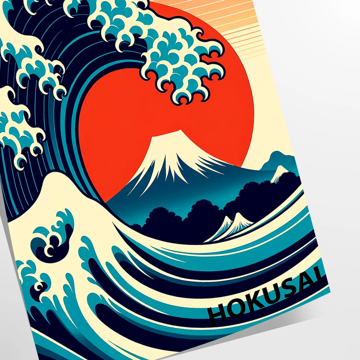 Wave Ocean Japan Art Travel Poster High Quality Frame Premium Print Home Decor Color