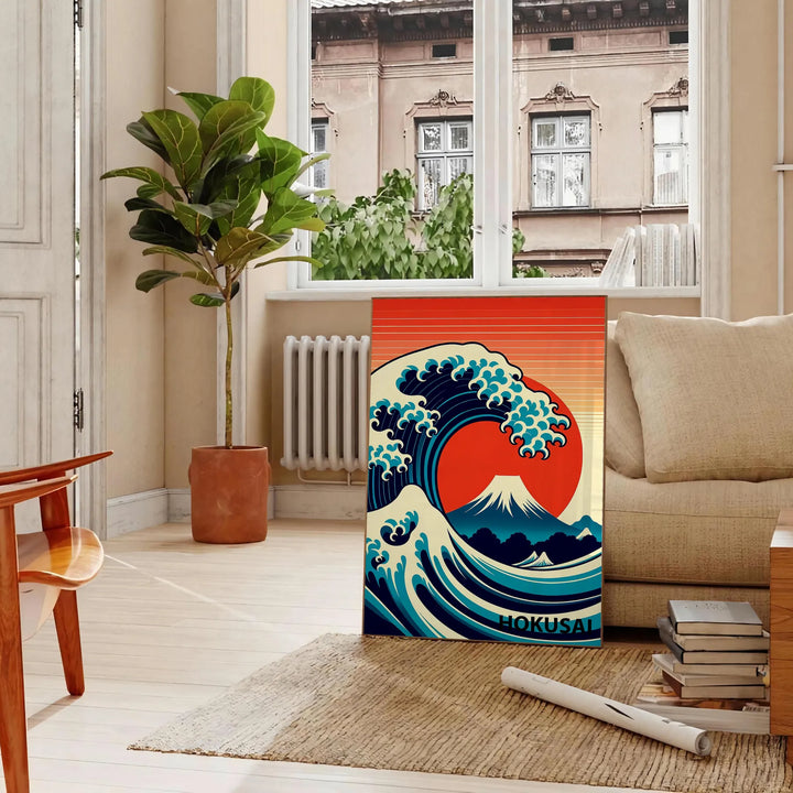 Wave Ocean Japan Art Travel Poster High Quality Frame Premium Print Home Decor Color