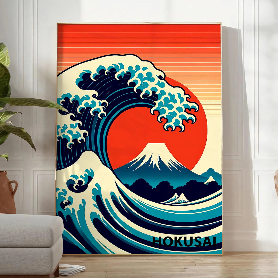 Wave Ocean Japan Art Travel Poster High Quality Frame Premium Print Home Decor Color