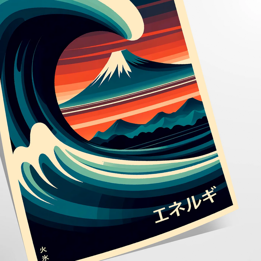 Wave Ocean Japan Wall Art Travel Poster High Quality Frame Premium Print Home Decor Color