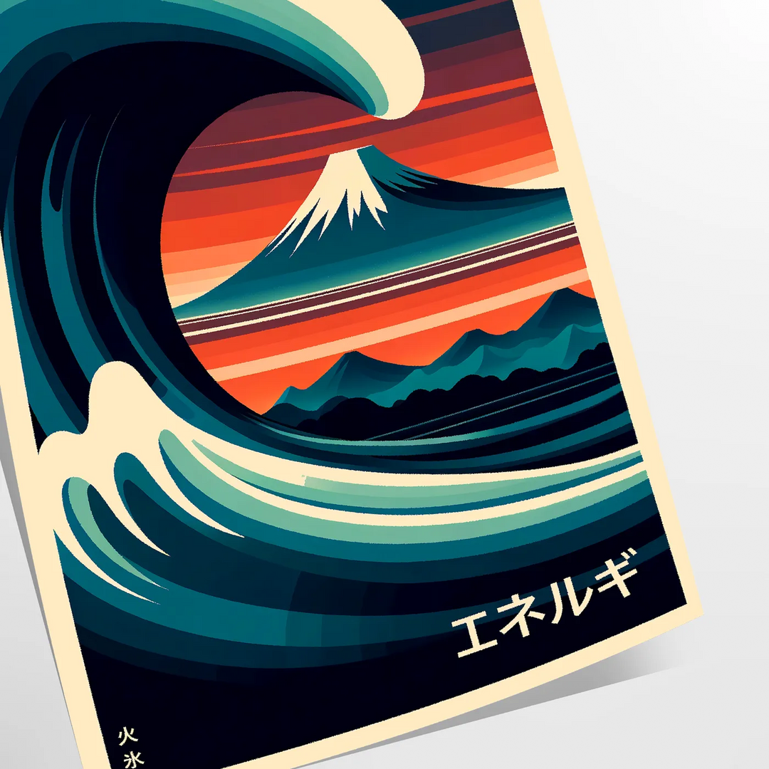 Wave Ocean Japan Wall Art Travel Poster High Quality Frame Premium Print Home Decor Color