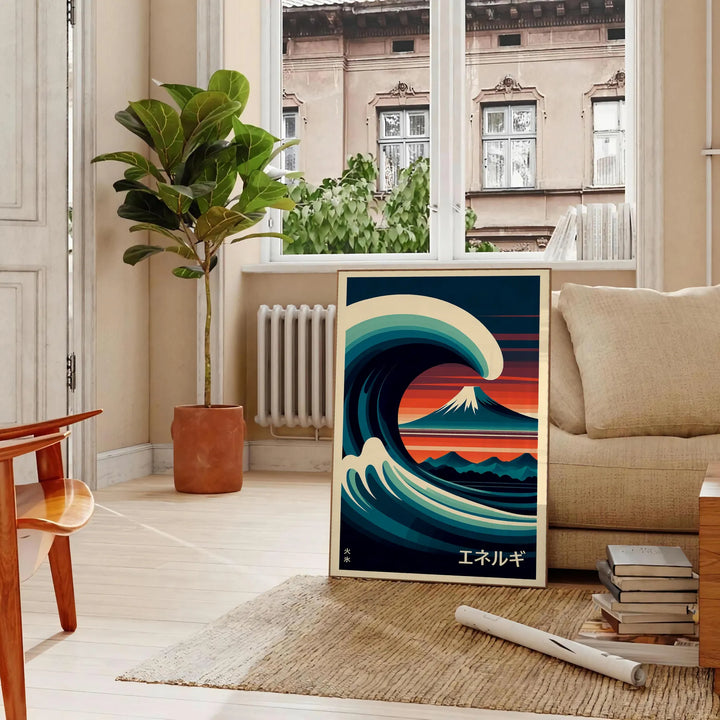 Wave Ocean Japan Wall Art Travel Poster High Quality Frame Premium Print Home Decor Color