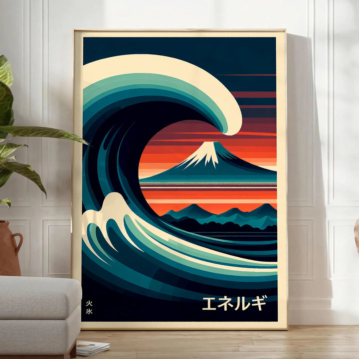 Wave Ocean Japan Wall Art Travel Poster High Quality Frame Premium Print Home Decor Color