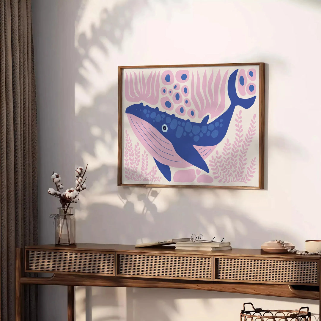 Whale Animal Wall Print Travel Poster High Quality Frame Premium Print Home Decor Color