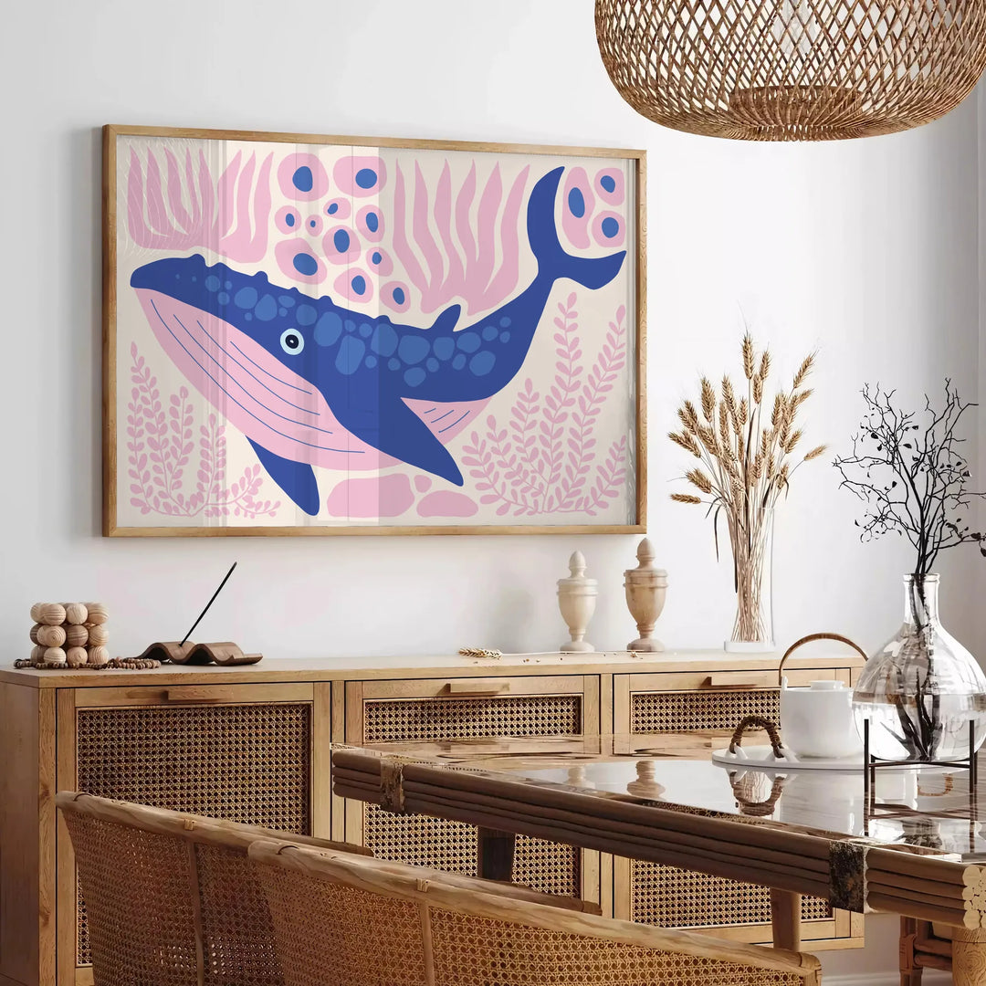 Whale Animal Wall Print Travel Poster High Quality Frame Premium Print Home Decor Color