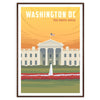 space stunning White House Washington travel poster elegant gray hues wall art print iconic charm thoughtful gift history buffs standalone piece