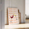 kitchen decor Wine Not poster vibrant yellow purple tones eye wall art perfect lovers thoughtful gift various sizes A4 cm A0 space today
