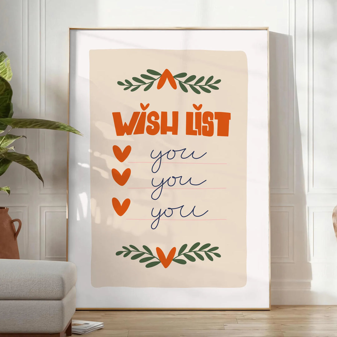 Wish List Print Travel Poster High Quality Frame Premium Print Home Decor Color