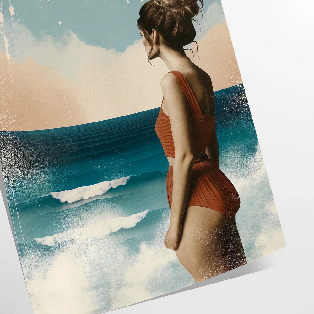 Woman Beauty Ocean Poster Travel Poster High Quality Frame Premium Print Home Decor Color