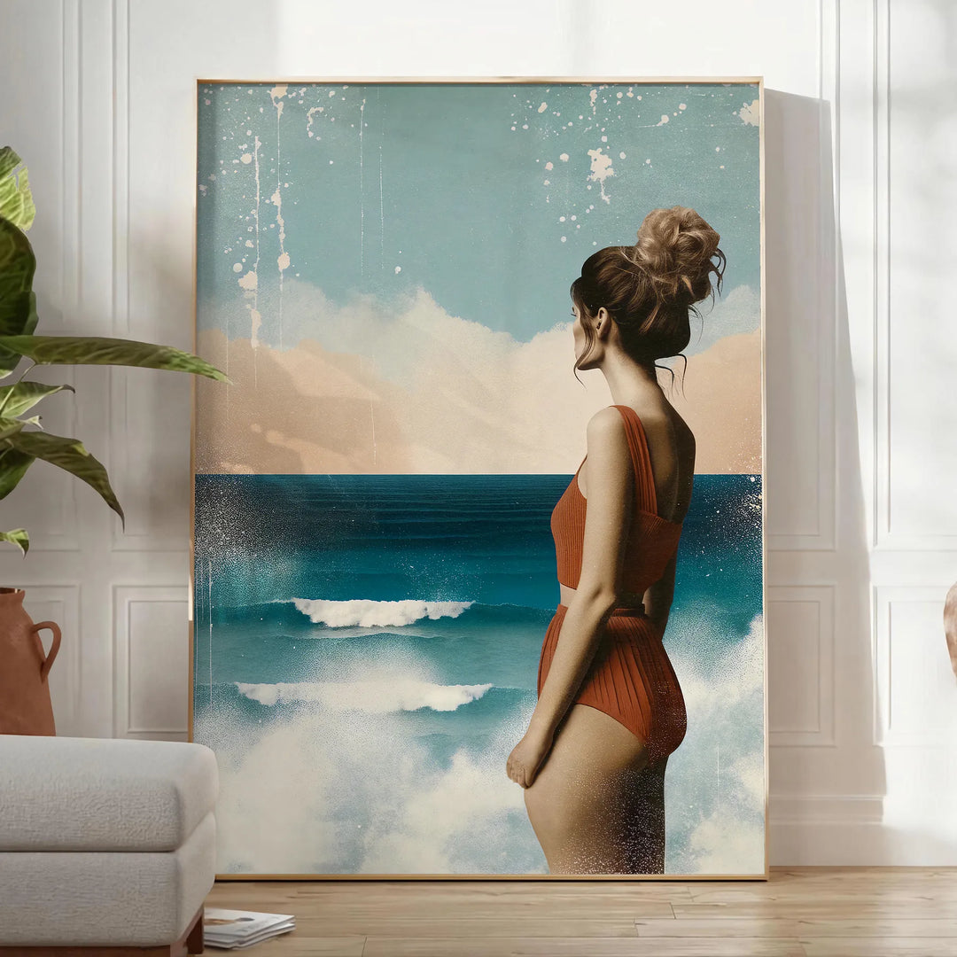 Woman Beauty Ocean Poster Travel Poster High Quality Frame Premium Print Home Decor Color