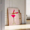 space stunning Woman Cocktail poster vibrant gray orange hues captivating wall art perfect gift elegance modern style room chic print A4 cm A0 dimensions