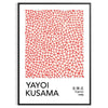 Wunderschöner Wanddruck von Yayoi Kusama in Orange und Schwarz, ideal als Wandkunst oder Geschenk. Erhältlich in verschiedene