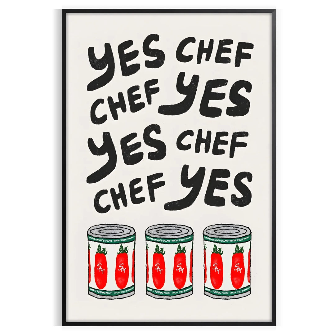 Yes Chef Kitchen Poster Travel Poster High Quality Frame Premium Print Home Decor Color