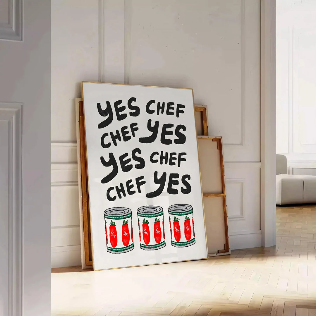 Yes Chef Kitchen Poster Travel Poster High Quality Frame Premium Print Home Decor Color