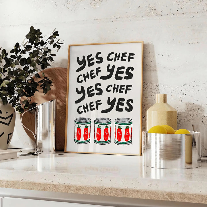 Yes Chef Kitchen Poster Travel Poster High Quality Frame Premium Print Home Decor Color