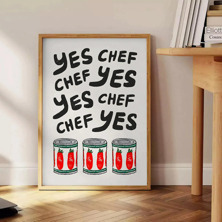 Yes Chef Kitchen Poster Travel Poster High Quality Frame Premium Print Home Decor Color