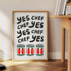 kitchen decor Yes Chef poster bold black red colors wall art unique gift striking artwork touch culinary charm space ideal print