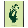 space serene yoga poster green gray hues wall art unique gift enthusiasts artwork tranquility sizes A4 cm A0 environment mindful elegance