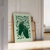 space captivating yoga art poster serene green elegant gray hues wall thoughtful gift artwork tranquility style setting sizes A4 cm A0