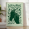 space captivating yoga art poster serene green elegant gray hues wall thoughtful gift artwork tranquility style setting sizes A4 cm A0
