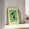 space stunning Yoga Art Poster green gray hues captivating wall serenity elegance room perfect gift various print dimensions A4 cm A0