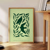 space stunning Yoga Art Poster green gray hues captivating wall serenity elegance room perfect gift various print dimensions A4 cm A0