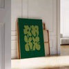 space yoga inspirational art poster green tones wall mindfulness print thoughtful gift room serene presence A4 cm A0
