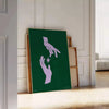 space yoga poster green blue hues wall art thoughtful gift artwork serenity mindfulness decor beautiful print