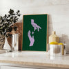 space yoga poster green blue hues wall art thoughtful gift artwork serenity mindfulness decor beautiful print