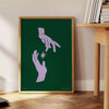 space yoga poster green blue hues wall art thoughtful gift artwork serenity mindfulness decor beautiful print