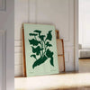space serene yoga poster green gray hues elegant wall art perfect mindfulness room thoughtful gift personal retreat framed frameless version beautiful print