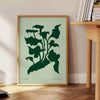 space serene yoga poster green gray hues elegant wall art perfect mindfulness room thoughtful gift personal retreat framed frameless version beautiful print