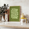 space serene yoga poster green tones captivating wall art perfect mindfulness enthusiasts ideal gift decor beautiful print available A4 cm A0 sizes