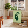 space serene yoga poster green gray hues wall art unique gift enthusiasts artwork tranquility sizes A4 cm A0 environment mindful elegance