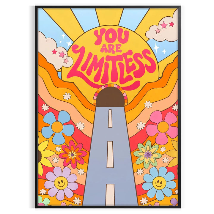 You Are Limitless Groovy Art Print Travel Poster High Quality Frame Premium Print Home Decor Color