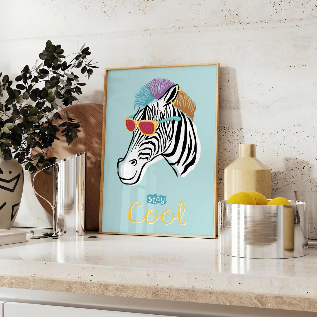 Zebra Animal Print Travel Poster High Quality Frame Premium Print Home Decor Color